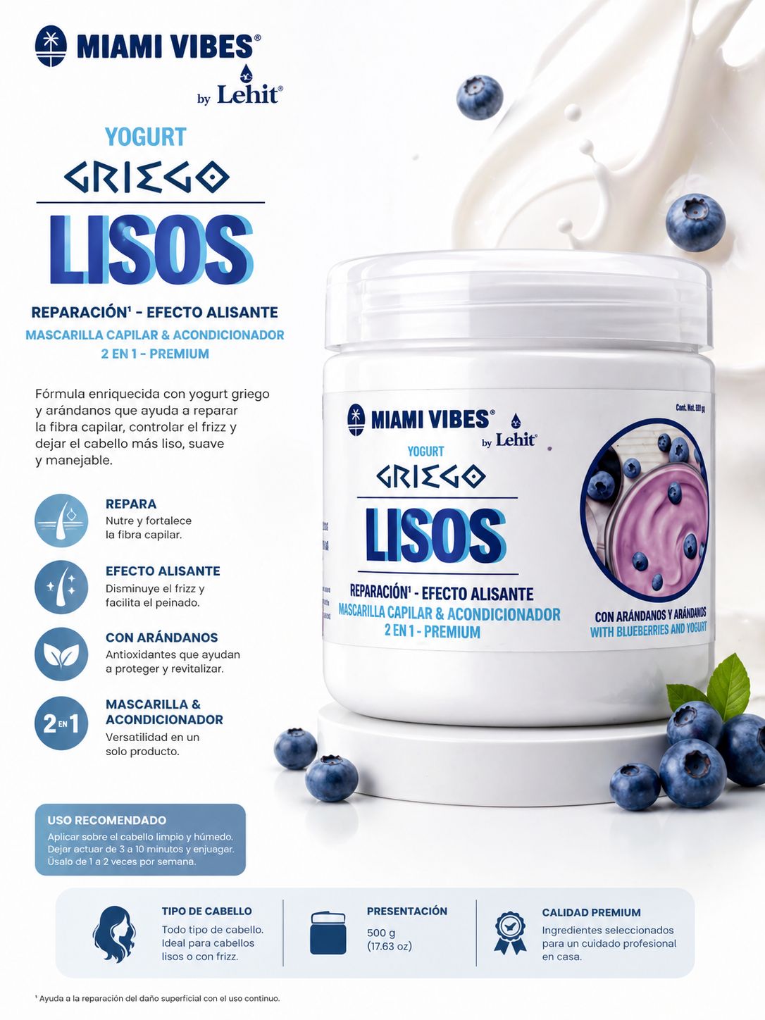 MASCARILLA CAPILAR YOGURT GRIEGO PARA LISOS X500GR