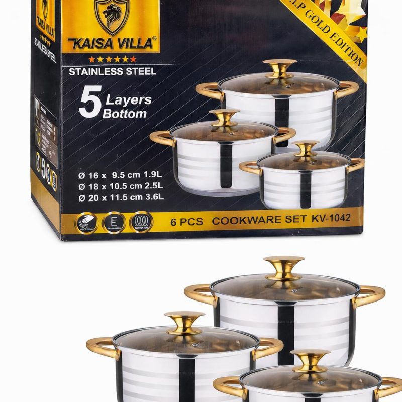 JUEGO DE OLLAS ACERO X6PCS