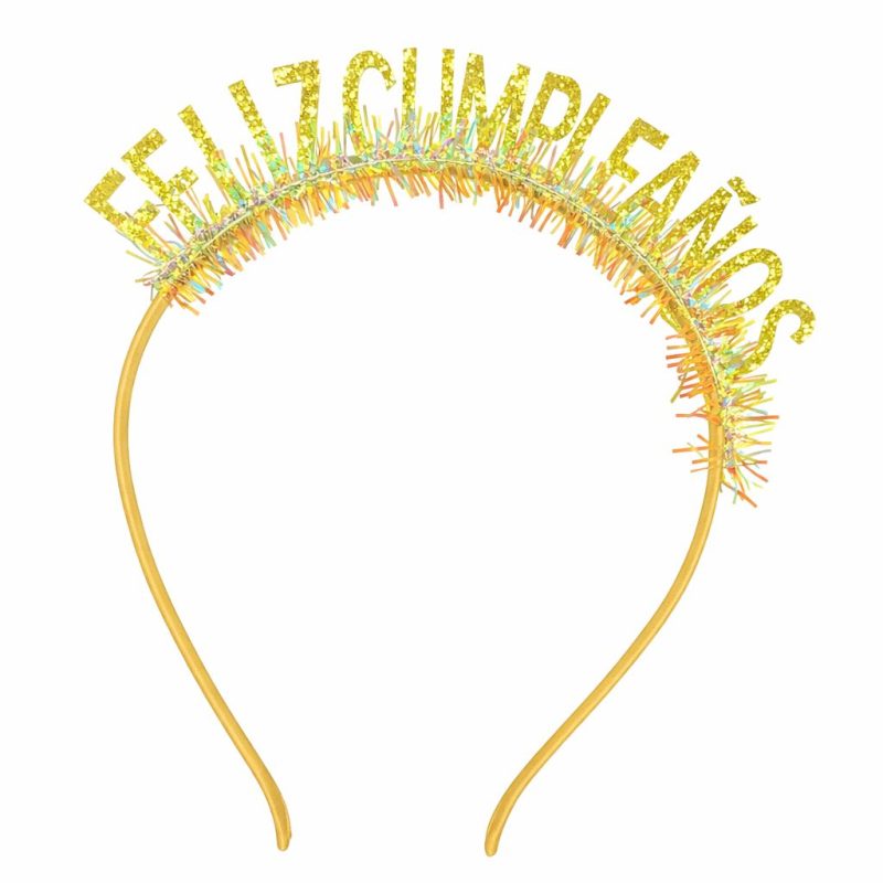 DIADEMA FELIZ CUMPLEAÑOS DORADA