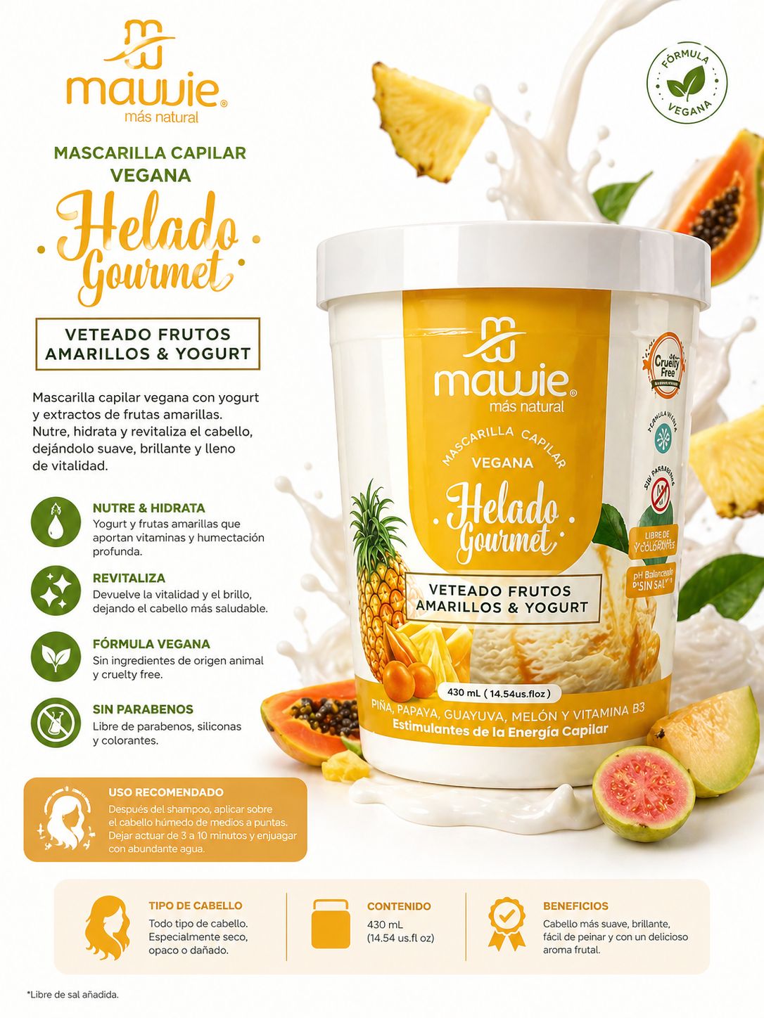 HELADO CAPILAR FRUTOS AMARILLOS MAWIE X430ML