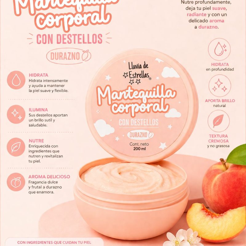 MANTEQUILLA CORPORAL DURAZNO LLUVIA DE ESTRELLAS X200ML