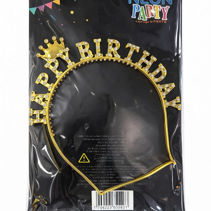 DIADEMA HAPPY BIRTHDAY DORADA