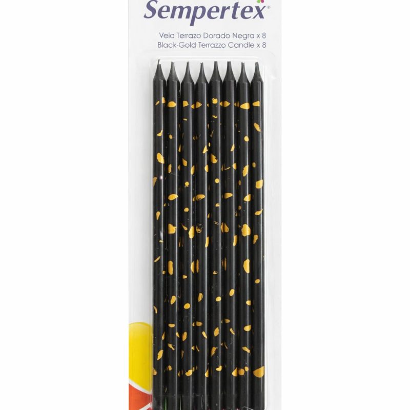 VELA NEGRA CON DORADO X8 UND