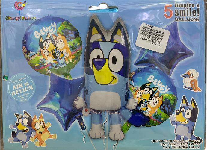 BOUQUET BLUEY X5 GLOBOS