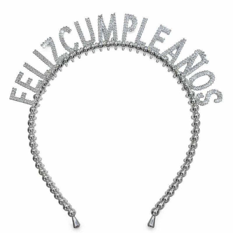 DIADEMA FELIZ CUMPLEAÑOS PLATA
