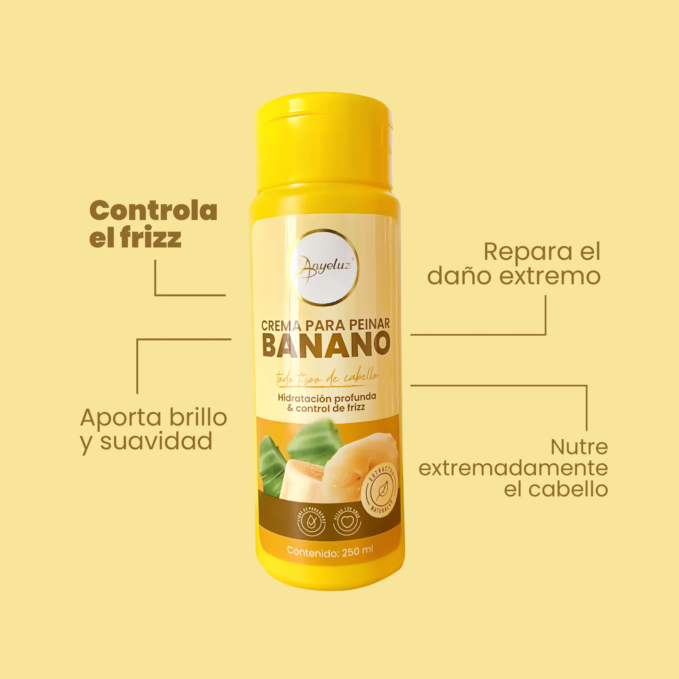 CREMA DE PEINAR BANANO ANYELUZ X250ML - Imagen 2