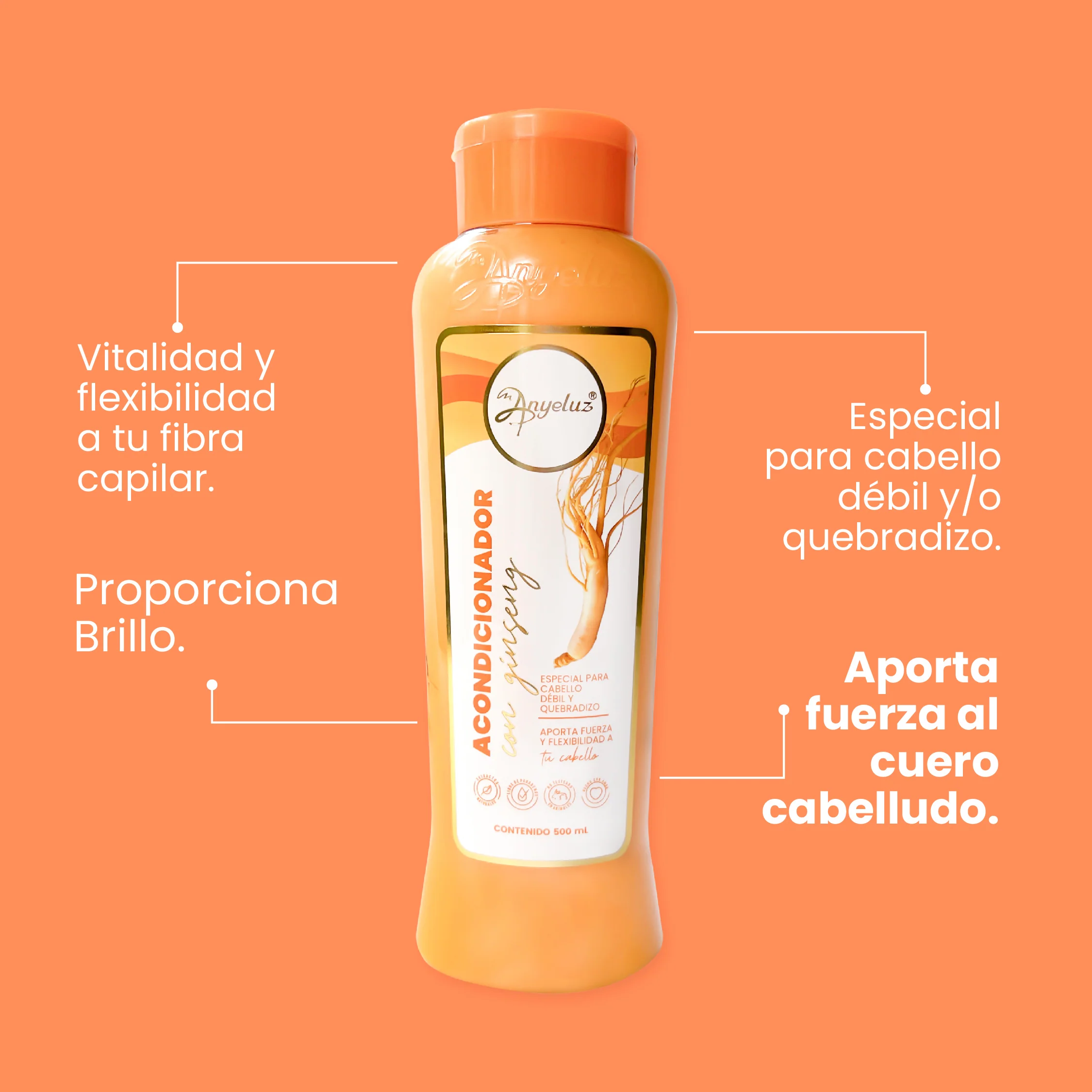 ACONDICIONADOR ANYELUZ GINSENG X500ML - Imagen 2