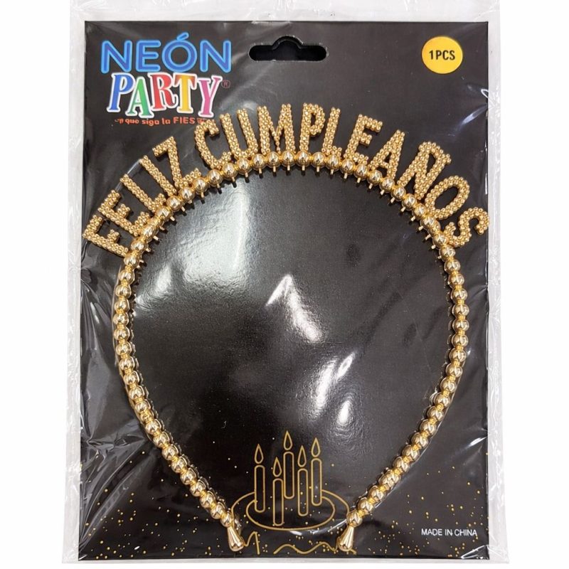 DIADEMA FELIZ CUMPLEAÑOS PALO ROSA