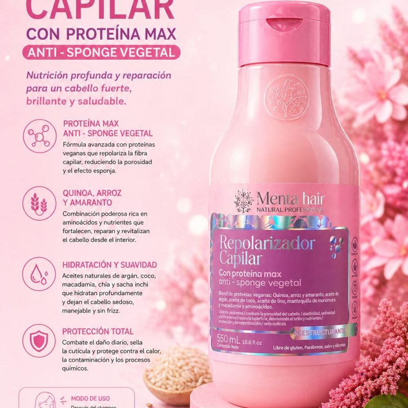 REPOLIZADOR CAPILAR CON PROTEIN MAX SPONGE VEGTAL X550ML