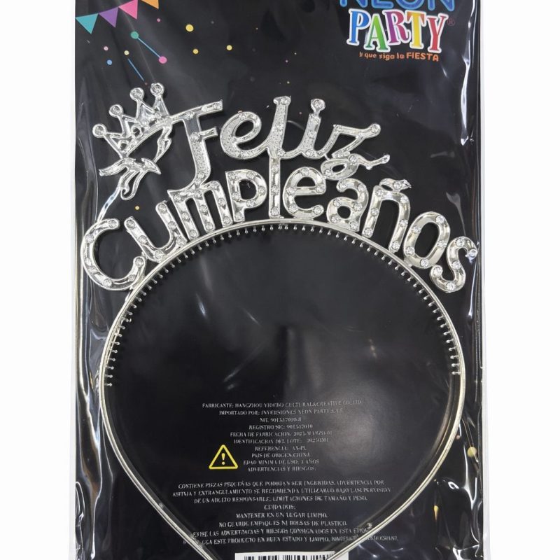DIADEMA FELIZ CUMPLEAÑOS PLATA