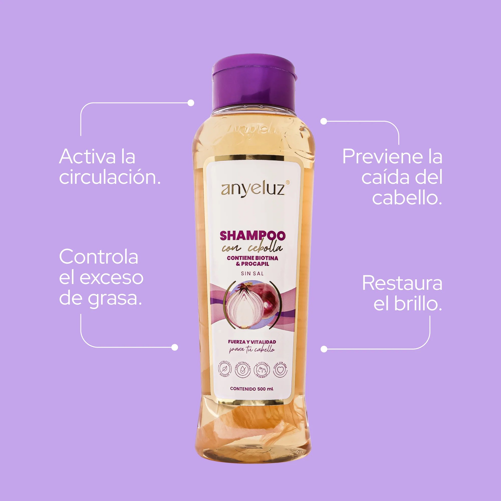 SHAMPOO CEBOLLA ANYELUZ X500ML - Imagen 2