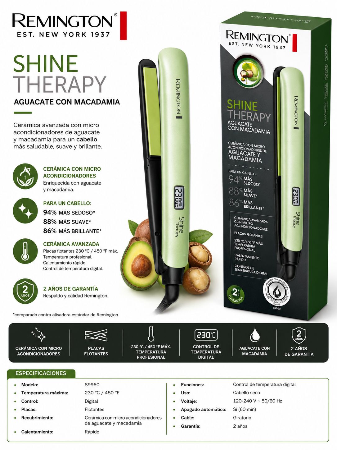 PLANCHA REMINGTON AGUACATE