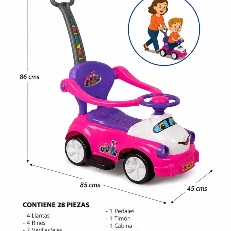 CARRO PASEADOR OJITOS COLOR ROSADO